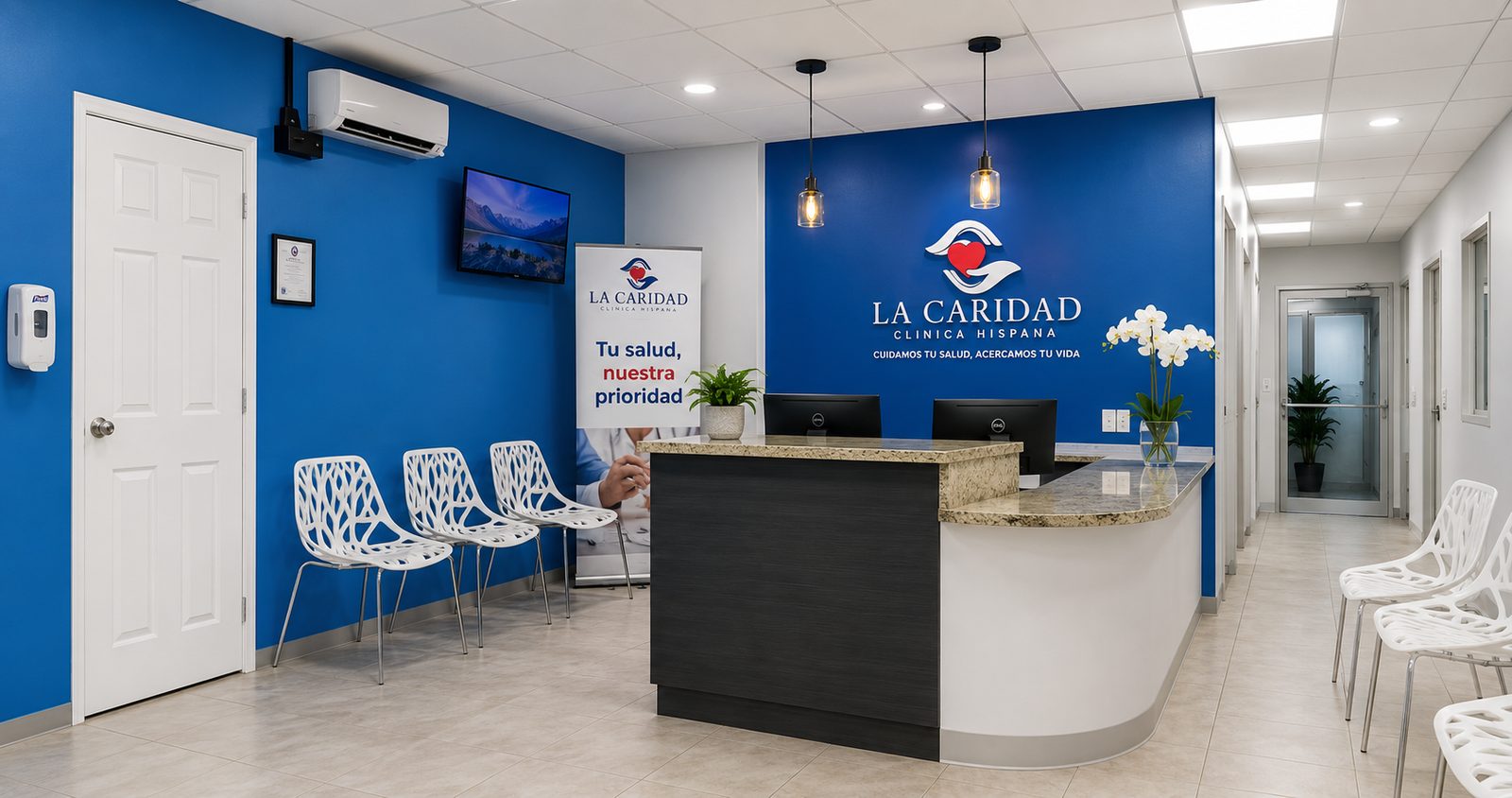 Recepción de la Clínica Hispana La Caridad en Arlington, Texas